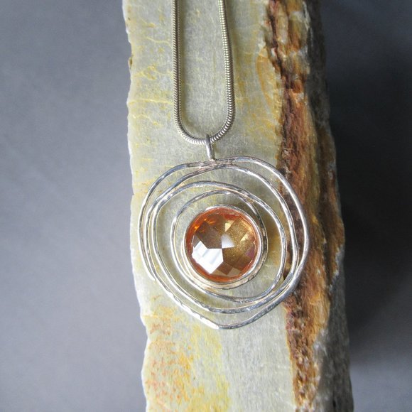 Orbital Citrine Pendant Necklace, Sterling Silver - Picture 3 of 9